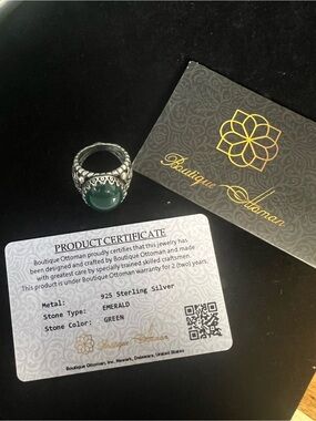 Sterling Silver Emerald Green Statement Ring